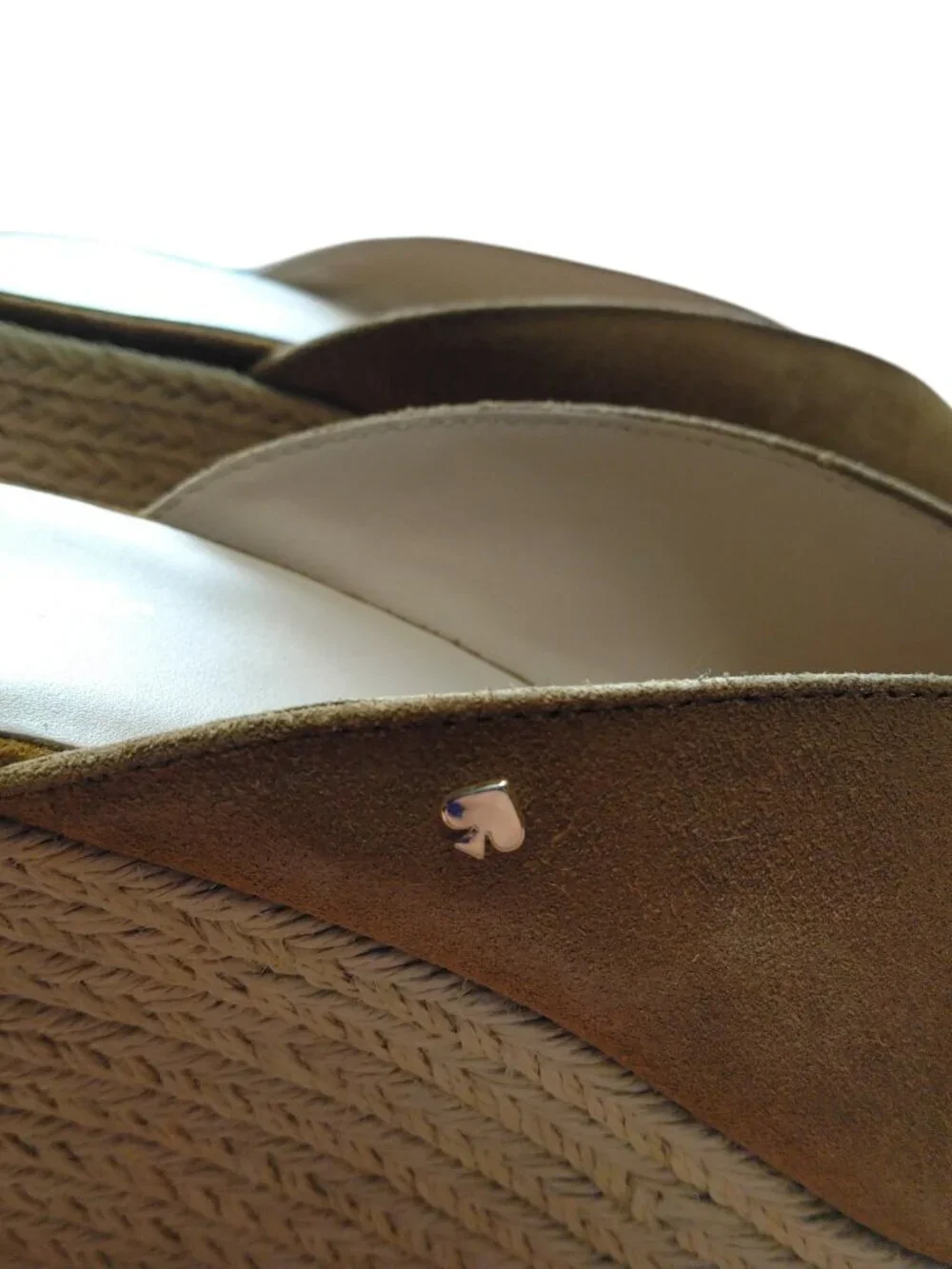 Kate Spade Thea Suede Wedge Espadrille Sandals Slip On Size 11M Tan Logo NEW
